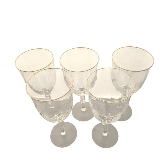 5 Lenox Unity Gold Ice Tea Glasses 8" USA crystal goblets marked twisted stem - Picture 4 of 8